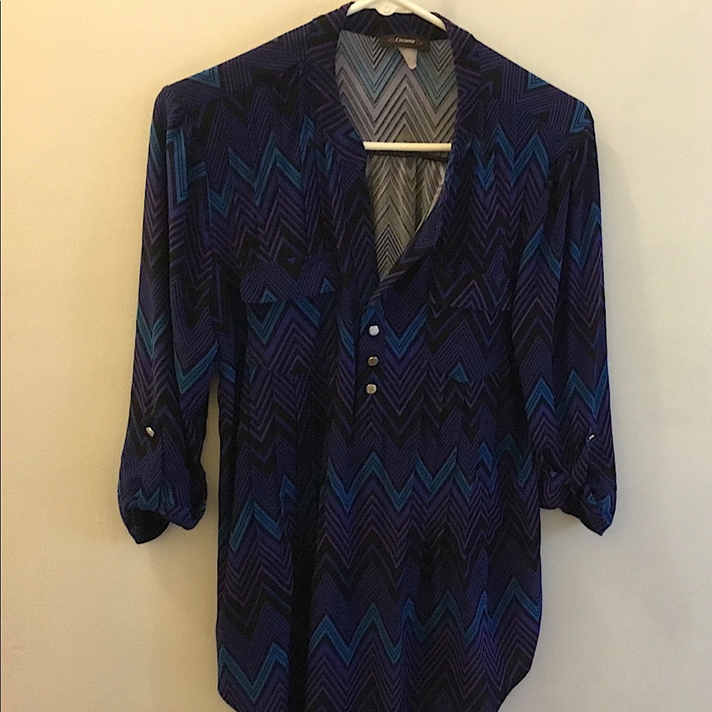 Blue and purple shirt with pockets